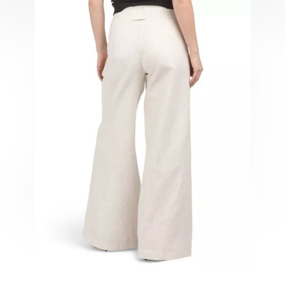 Torn by Ronny Kobo Women's Bernard Wide Leg High Waist Pant Ivory/Brown Small - Picture 4 of 16
